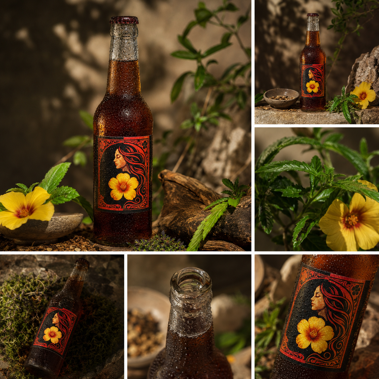 Botanische Darstellung der Damiana-Pflanze
